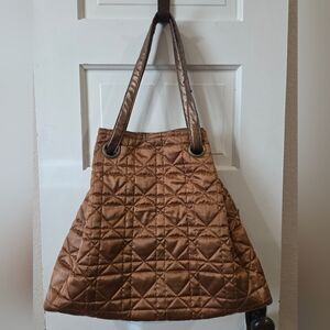 Big Buddha Elegant Brown Quilted Tote Bag